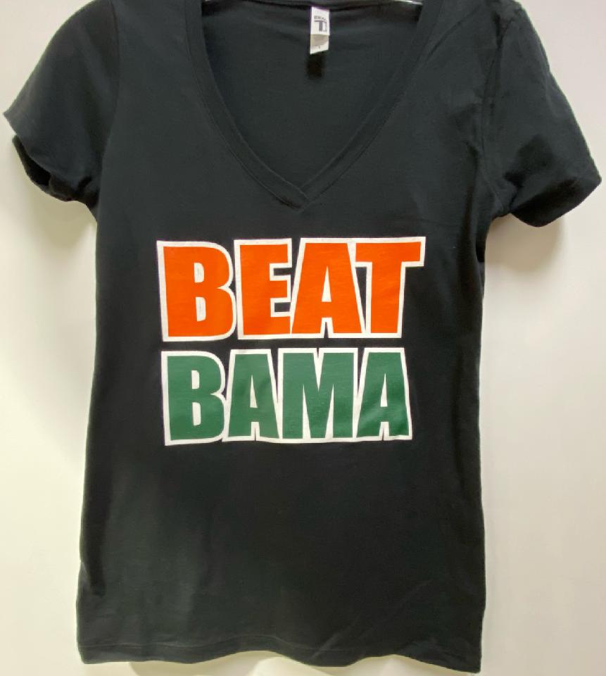 BEAT BAMA Women’s V-Neck T-Shirt - Black