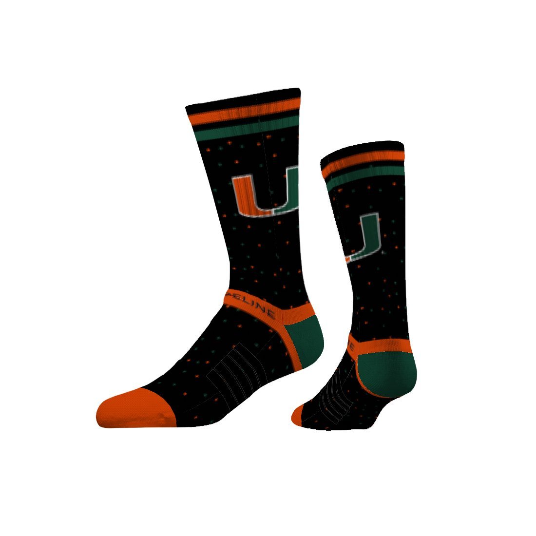 Miami Hurricanes Strideline Black Speckle Classic Knit Crew Socks