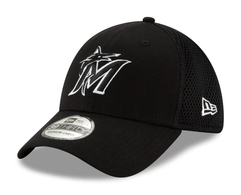 Miami Marlins New Era Team Neo White Logo 39Thirty Flex Hat