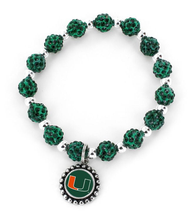 Miami Hurricanes Pebble Bead Strectch Bracelet