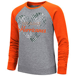 Miami Hurricanes Colosseum Girls Camilla Crew Fleece Sweater