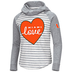 Miami Hurricanes Colosseum Girls Robin Hooded L/S T-Shirt