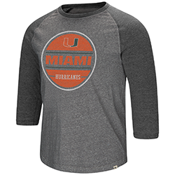 Miami Hurricanes MENS RIDING LAWN MOWER 3/4 RAGLAN TEE