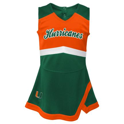 Miami Hurricanes Youth Girls Cheer Captain Outfit - Orange/Green