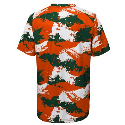 Miami Hurricanes Kids Cross Pattern T-Shirt - Orange/Green/White