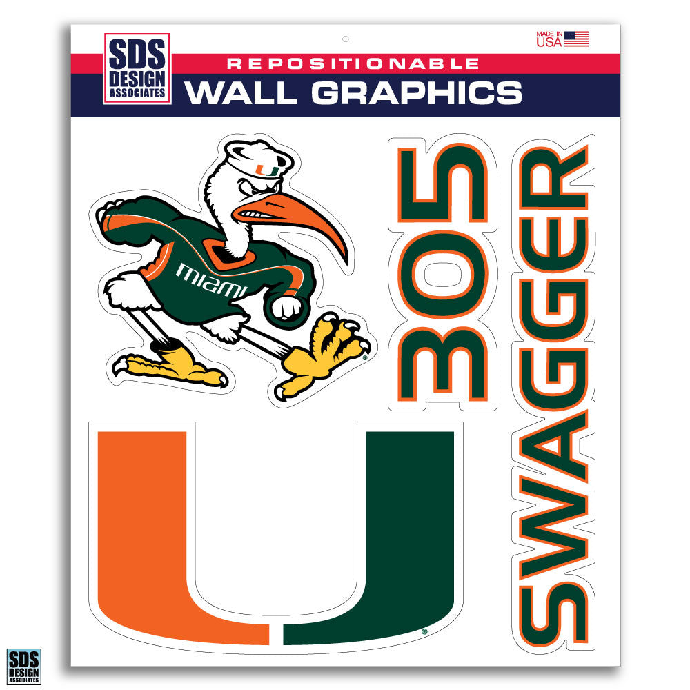 Miami Hurricanes 3-Pack 12" Wall Graphics - CanesWear at Miami FanWear Decals & Stickers SDS Design Associates CanesWear at Miami FanWear