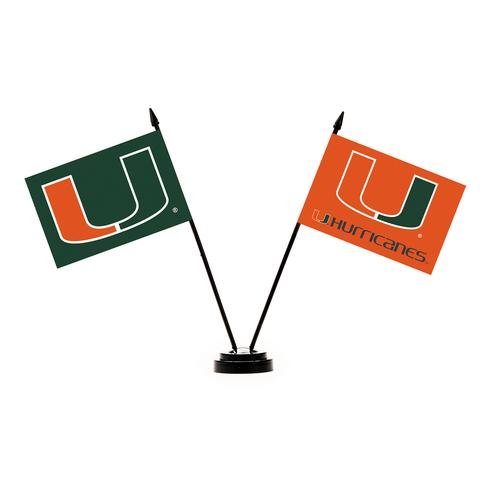 Miami Hurricanes Desk Flag Set