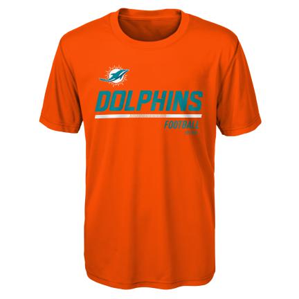 Miami Dolphins Youth Kids Engaged Poly Dri-Tek Performance T-Shirt - Orange