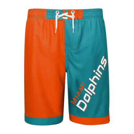 Miami Dolphins Youth Swim Trunks Bathing Suit - Aqua/ Orange