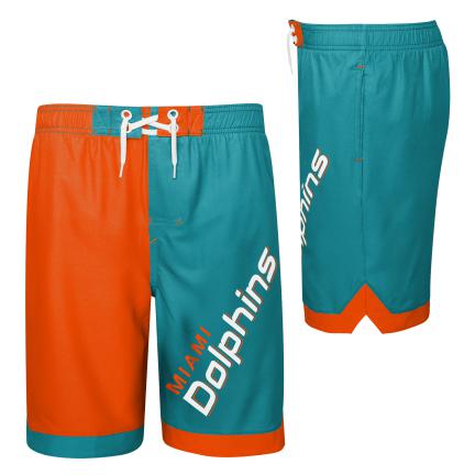 Miami Dolphins Youth Swim Trunks Bathing Suit  - Aqua/ Orange