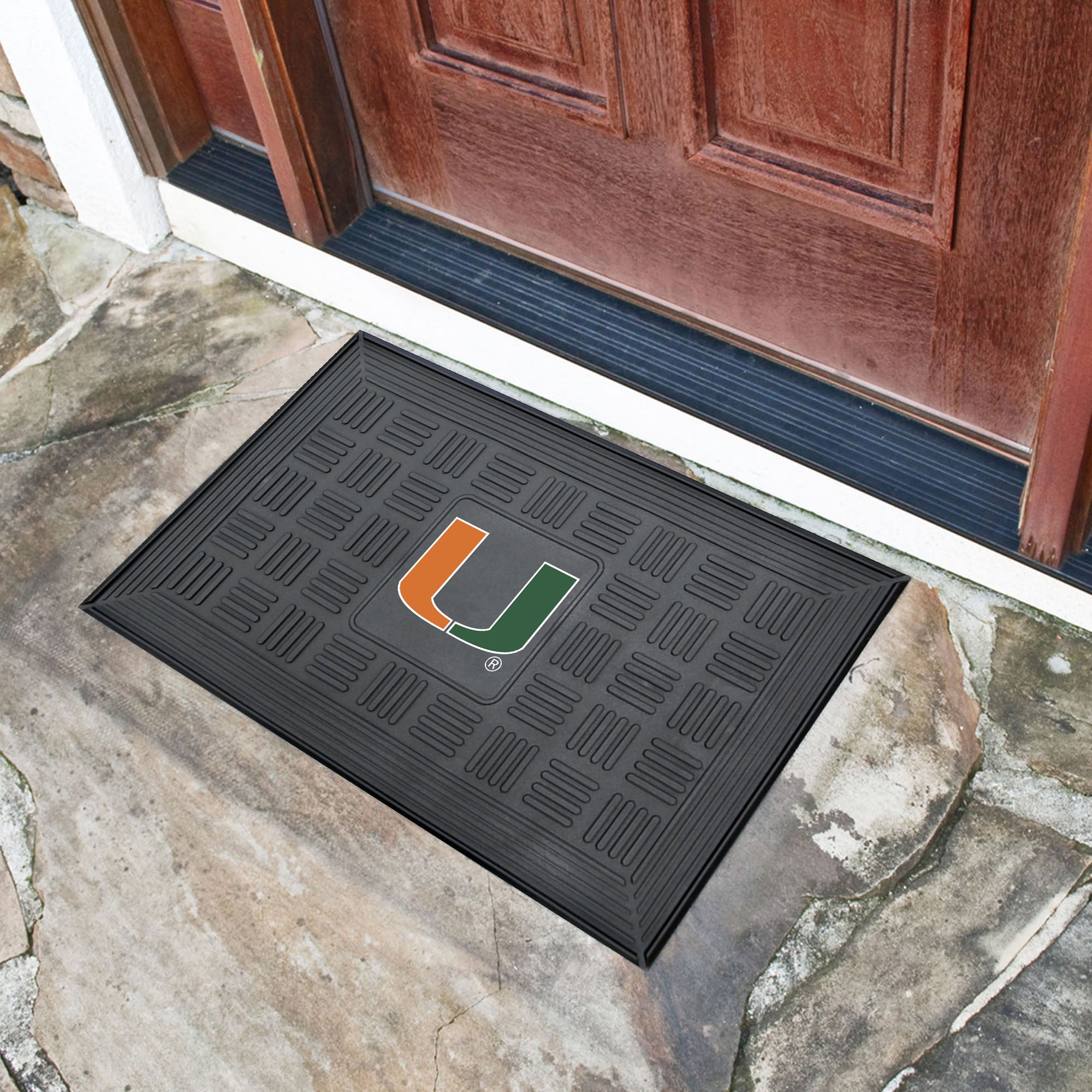 Miami Hurricanes Medallion Door Mat - Black