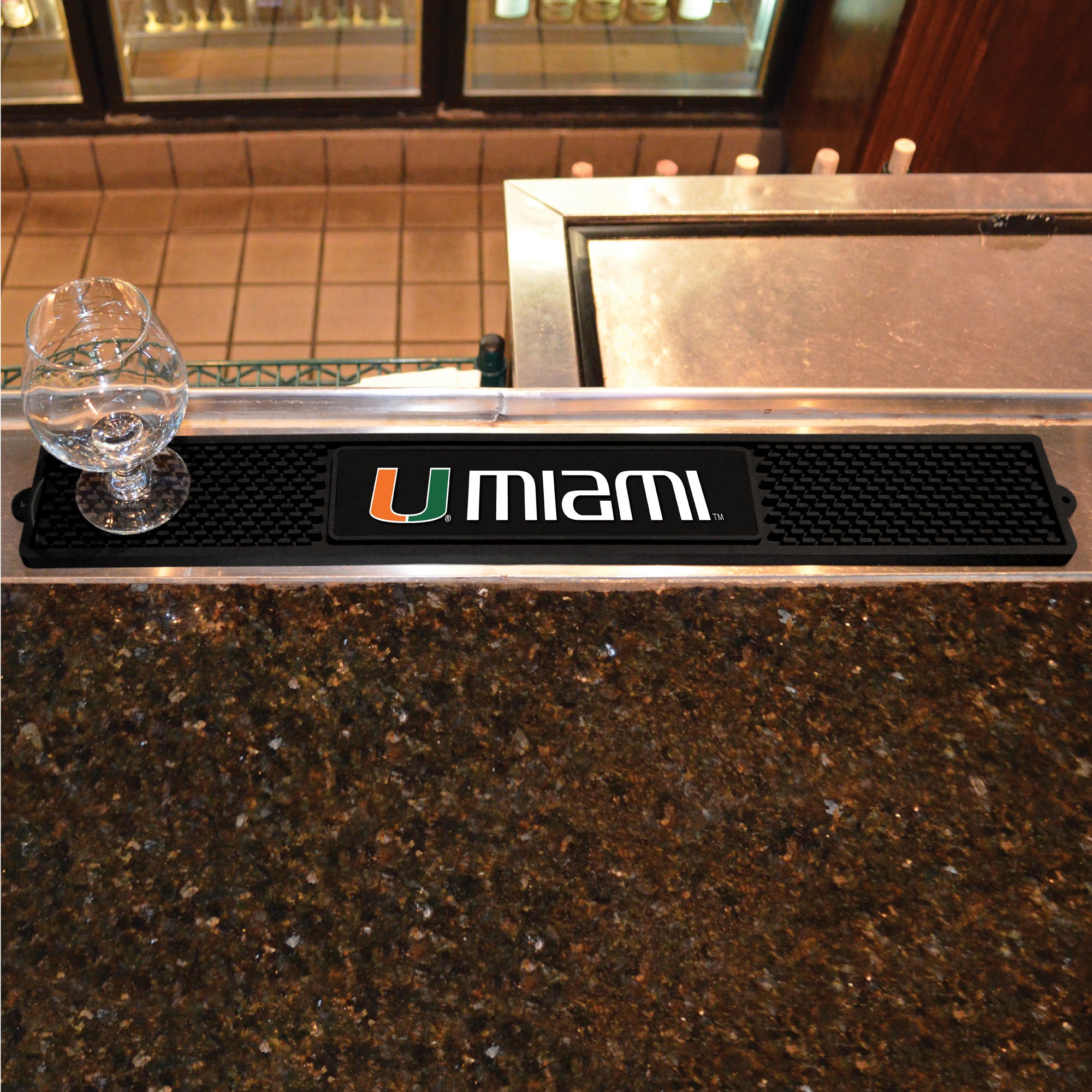 Miami Hurricanes Rubber Drink Mat - Black