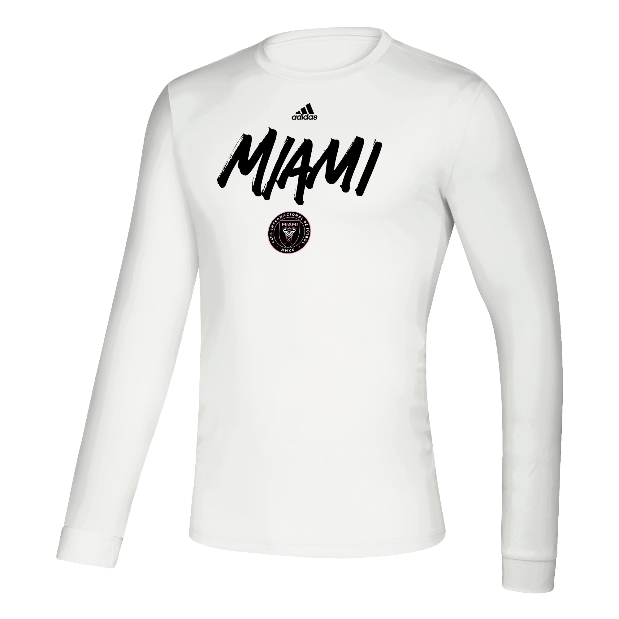 Inter Miami CF Creator LS Men's Wordmark Goals Soccer T-Shirt - White