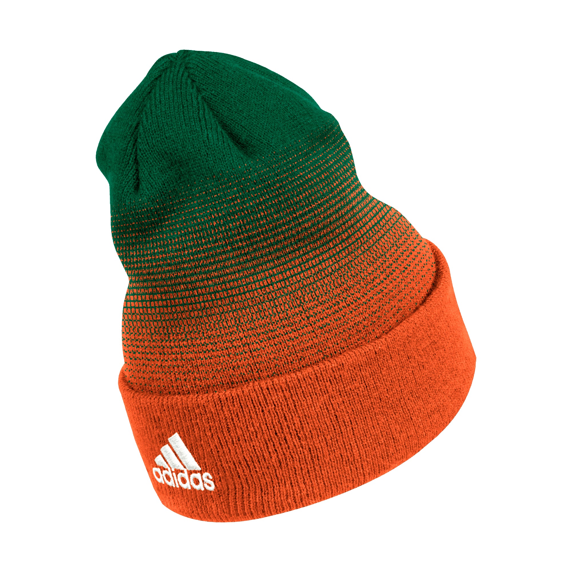 Miami Hurricanes adidas Coaches Cuffed Beanie -Orange/Green
