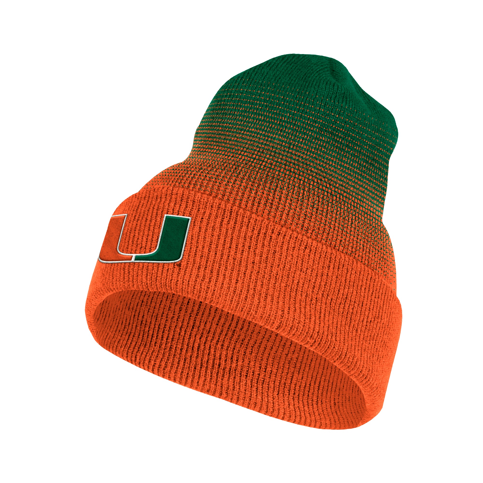 Miami Hurricanes adidas Coaches Cuffed Beanie -Orange/Green