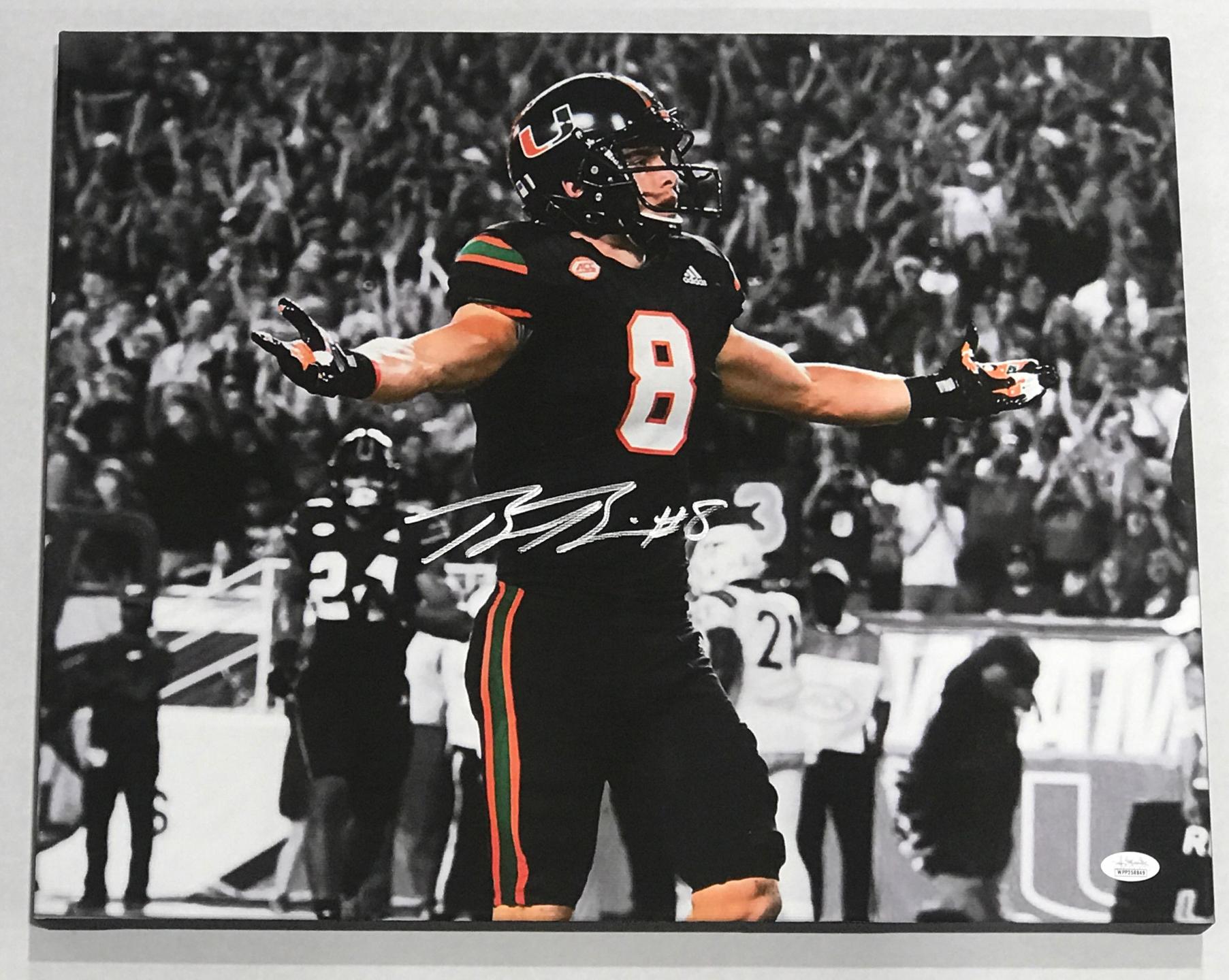 Braxton Berrios Signed Canvas - Miami Nights BnW