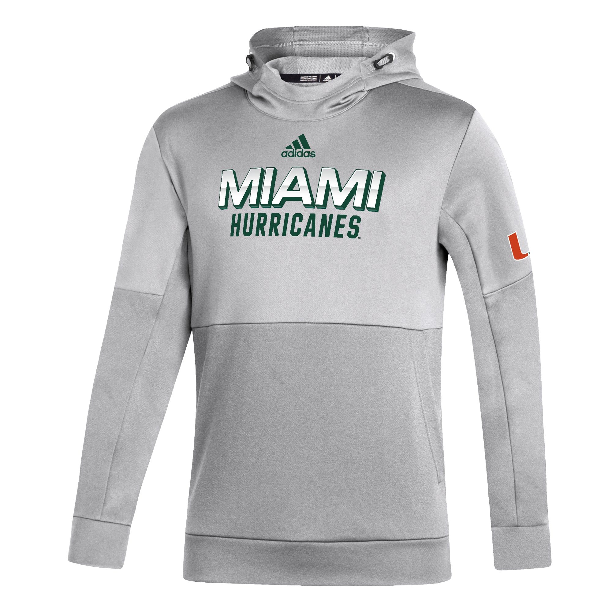 Miami Hurricanes adidas Chrome Team Pullover Hoodie - Grey