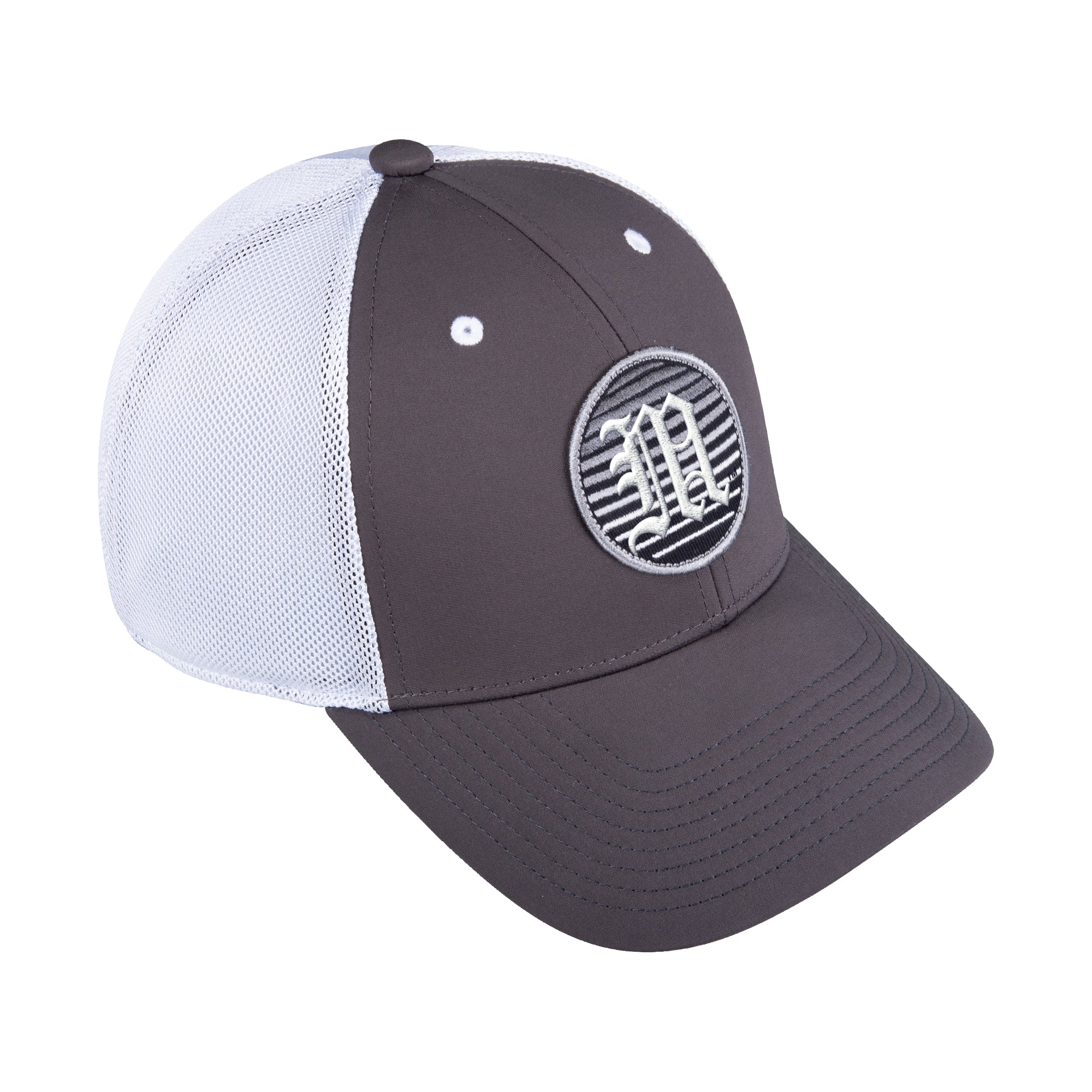 Miami Hurricanes adidas Old English Mesh Trucker - Carbon White