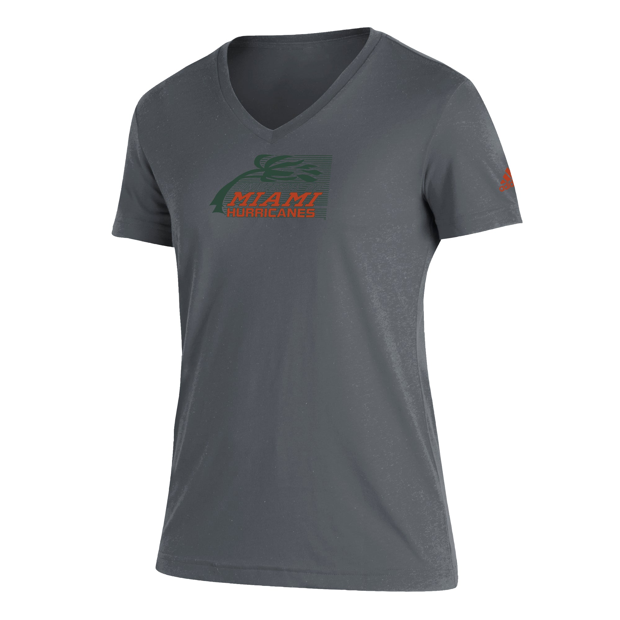 Miami Hurricanes adidas Womens Vintage Vault Tri-Blend V-Neck T-Shirt - Grey