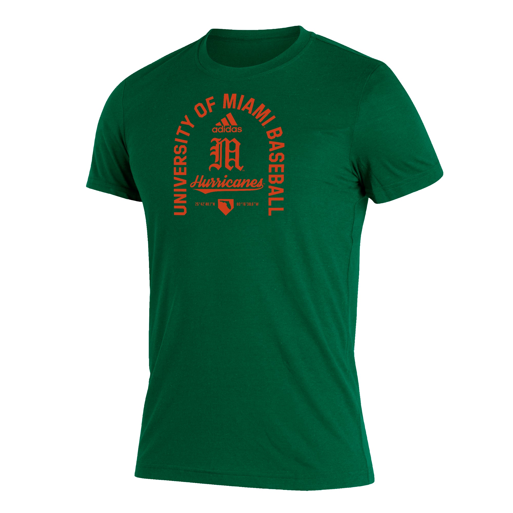 Miami Hurricanes adidas Baseball Arch Tri-Blend T-Shirt - Green