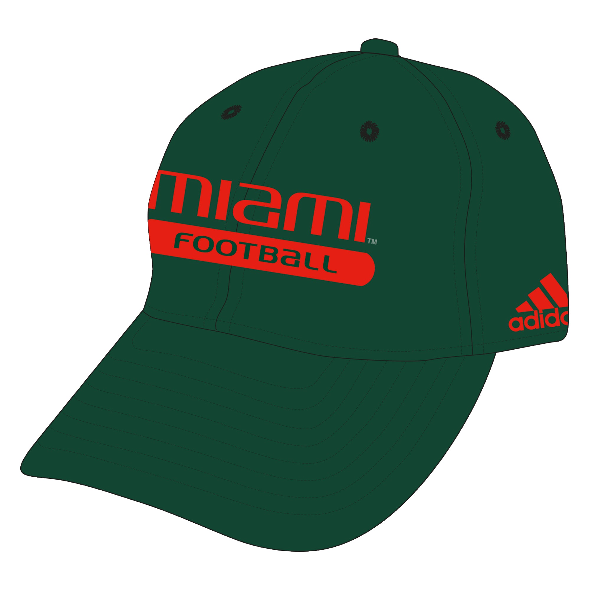 Miami Hurricanes adidas Football Slouch Adjustable Hat - Green