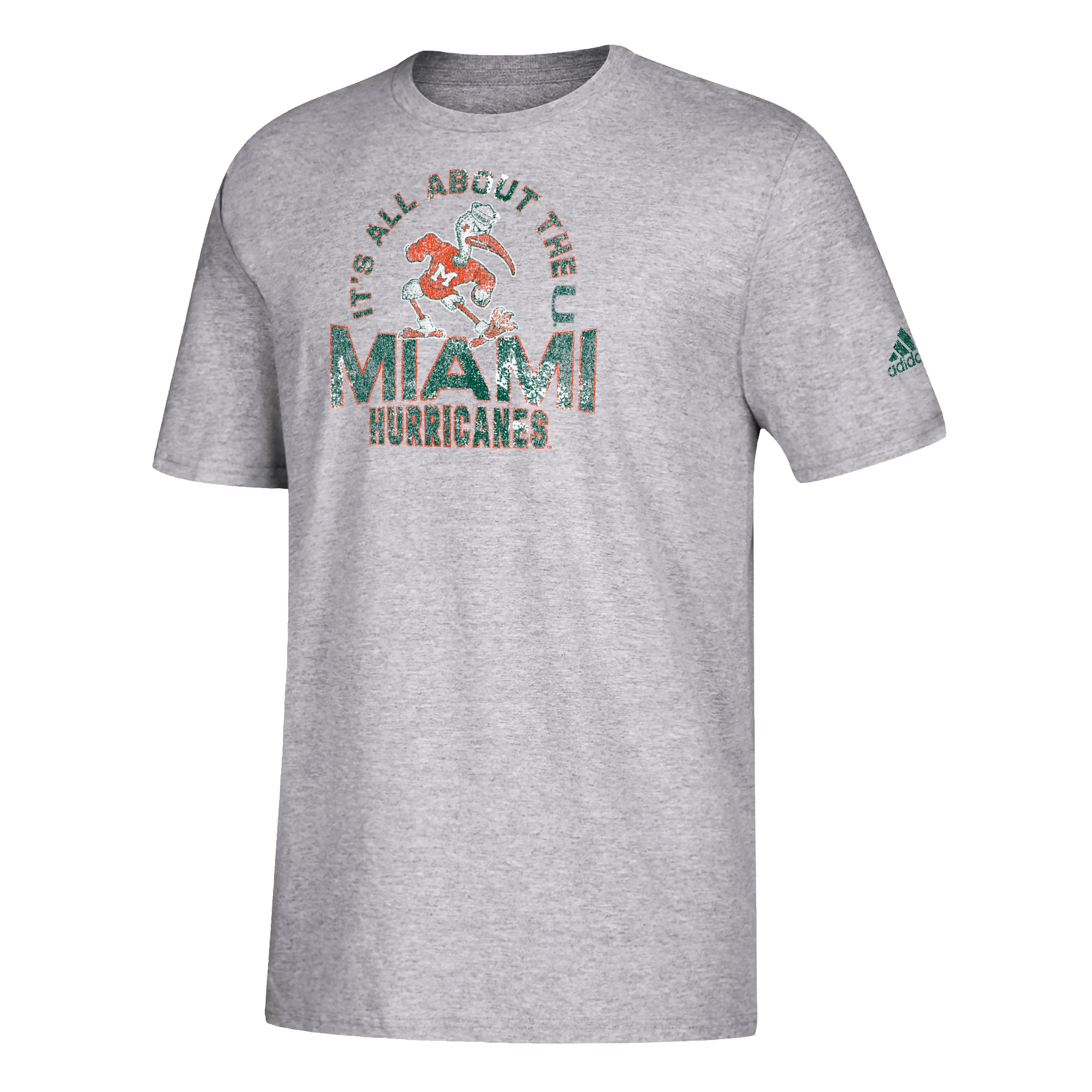 Miami Hurricanes adidas Youth Distressed Graphics Amplifier T-Shirt - Grey