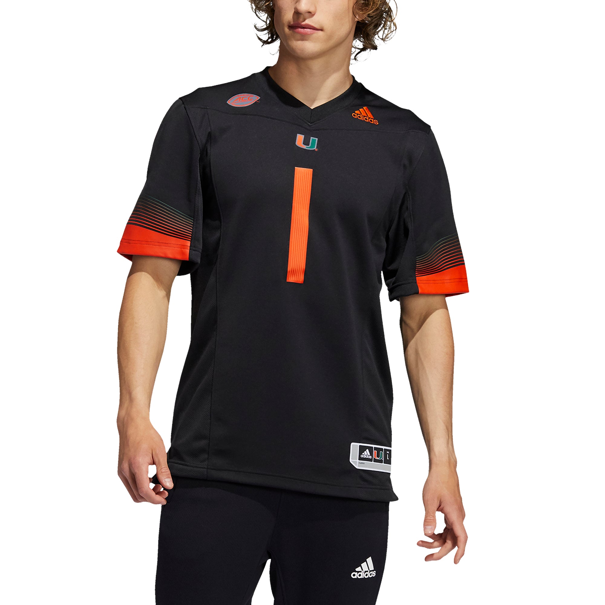 Miami Hurricanes adidas Miami Nights Premier Strategy Football Jersey #1 - Black