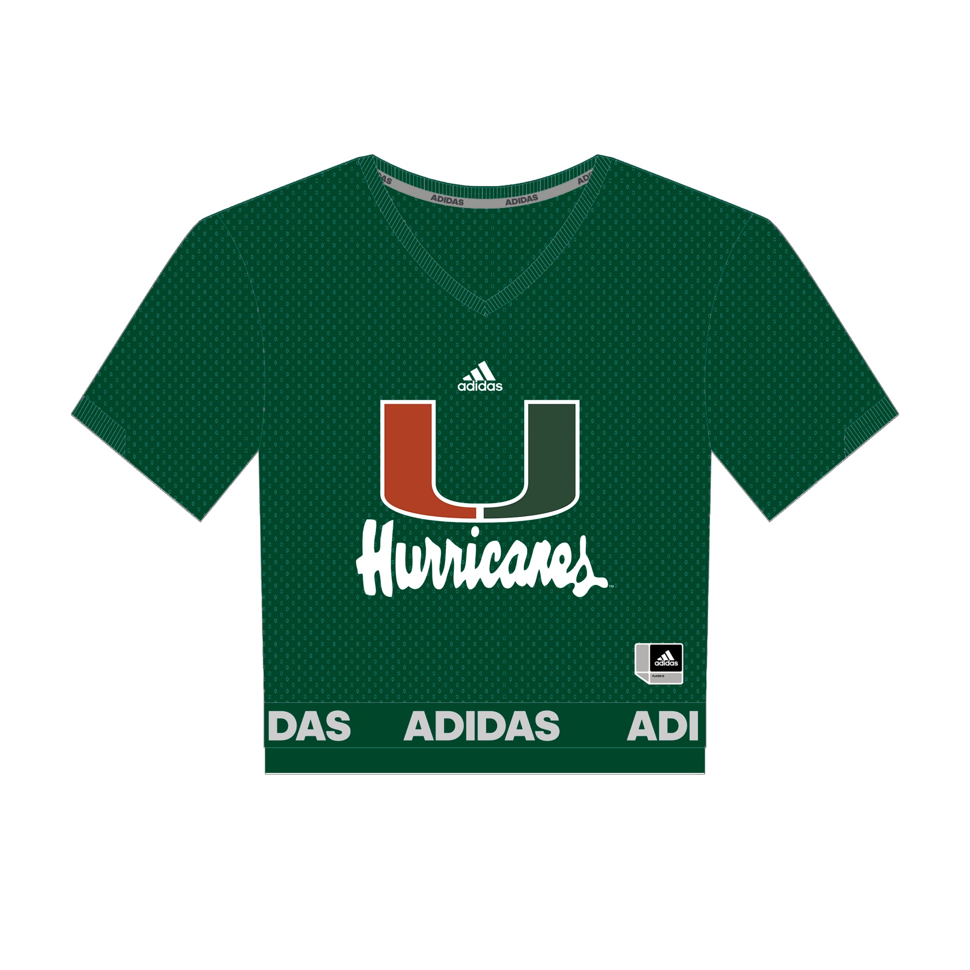 Miami Hurricanes adidas Women's Primegreen V-Neck Cropped Jersey – Green