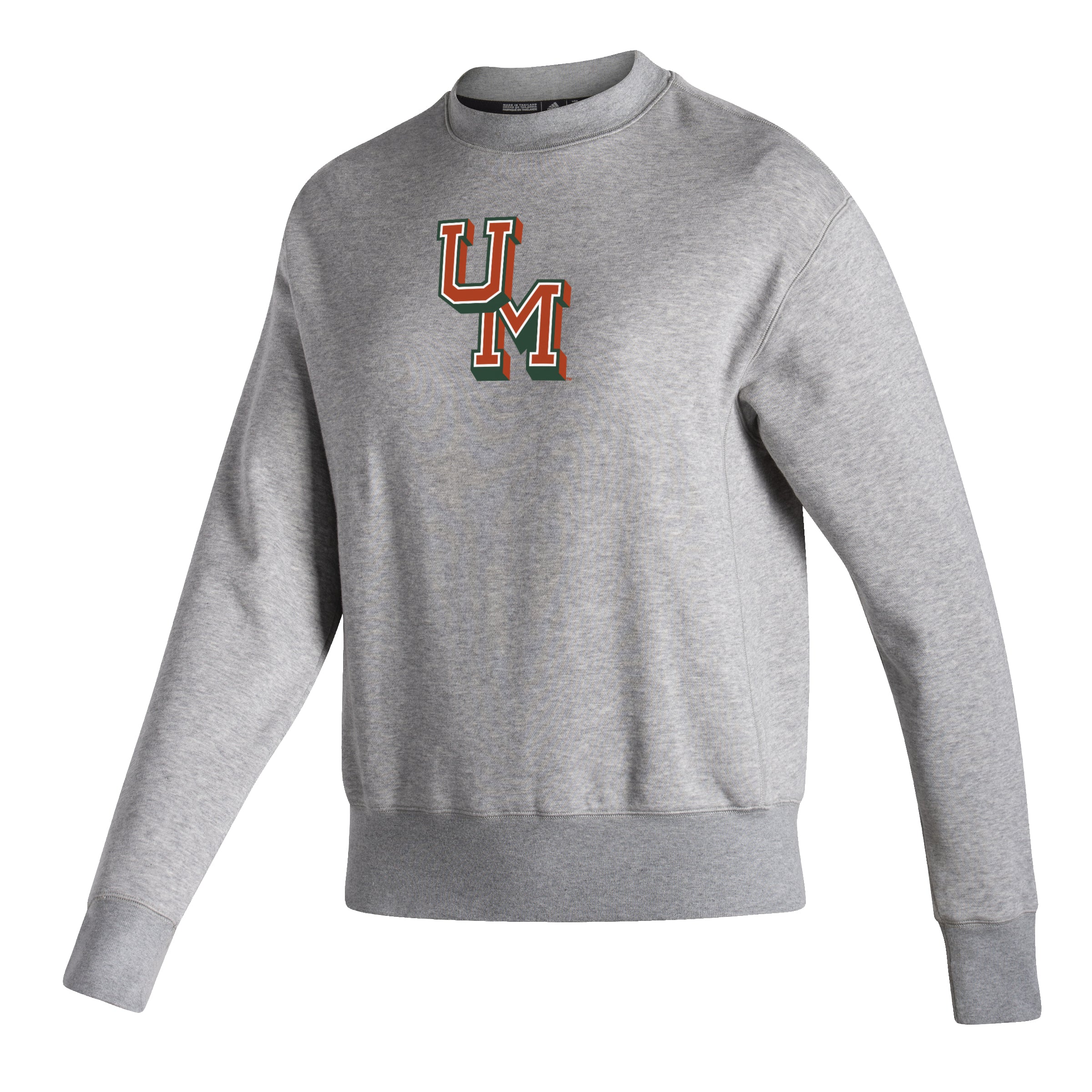 Miami Hurricanes adidas Women's Vintage Throwback UM Logo Crew Sweatshirt - Grey