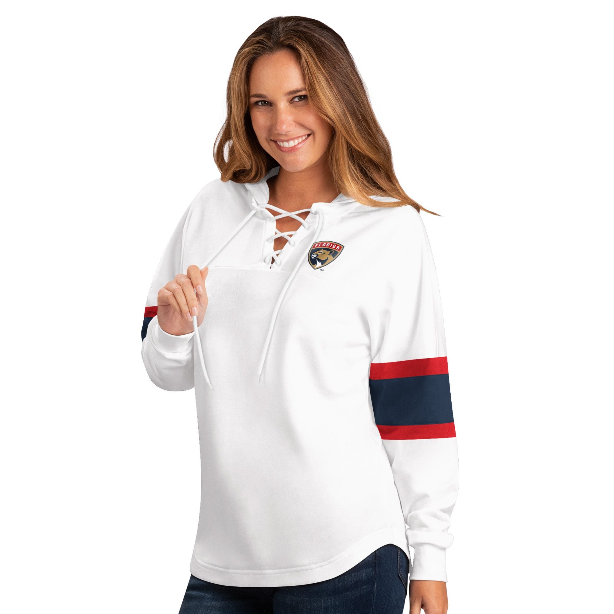 Florida Panthers Women's 4Her Laced Fleece Hooded Pullover - White