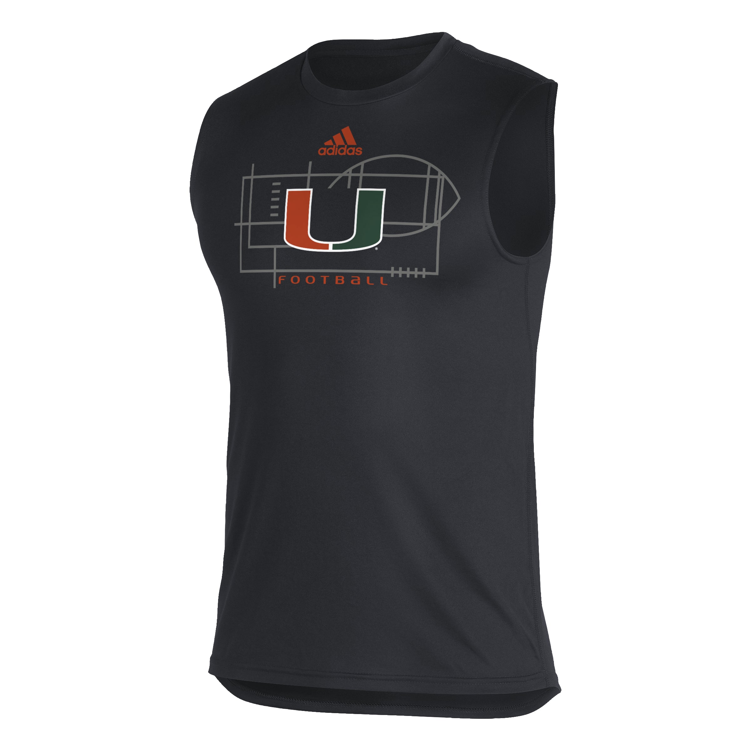Miami Hurricanes adidas Football Field Sleeveless Creator T-Shirt - Black