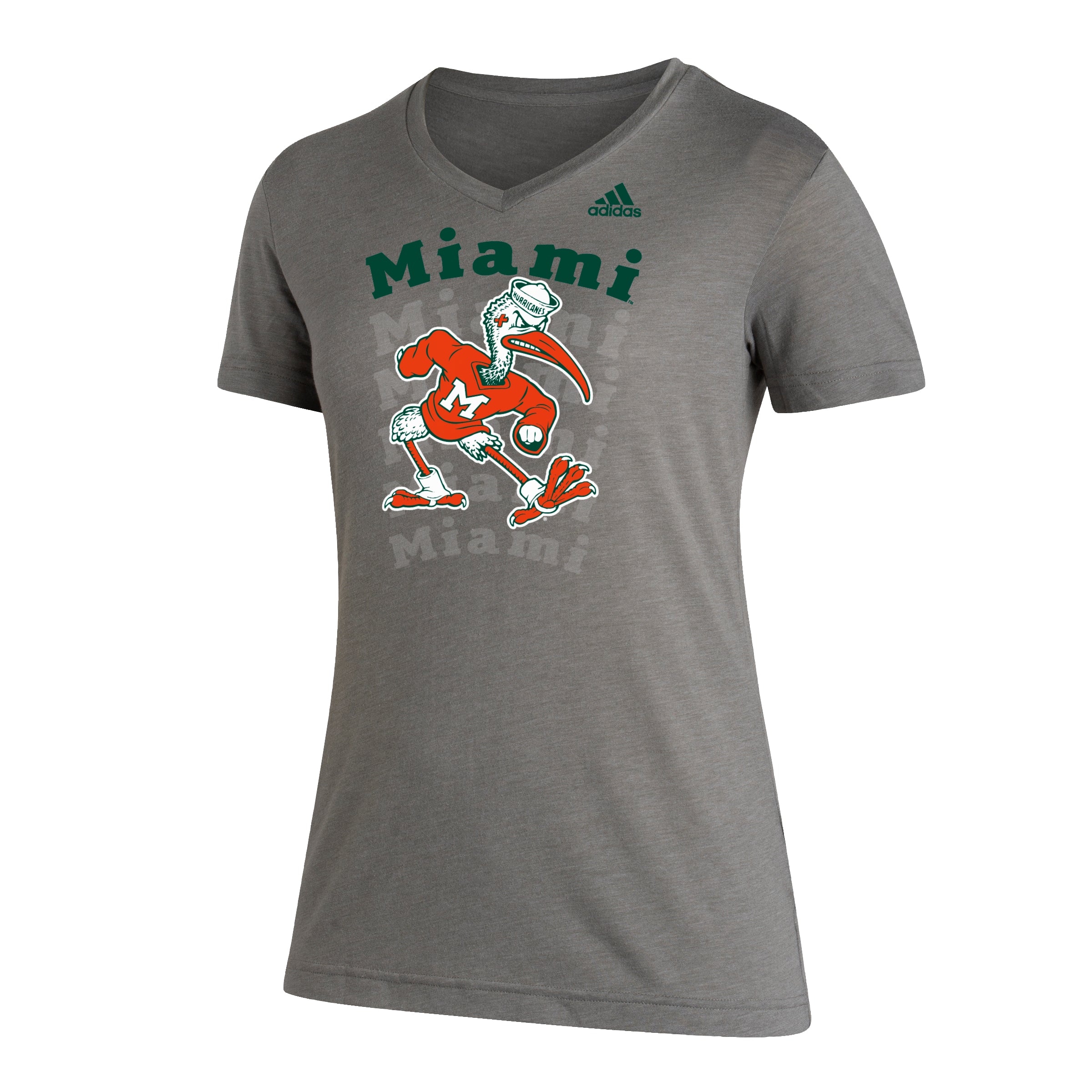 Miami Hurricanes adidas Women's Sebastian Miami All Over Tri-Blend T-Shirt - Grey
