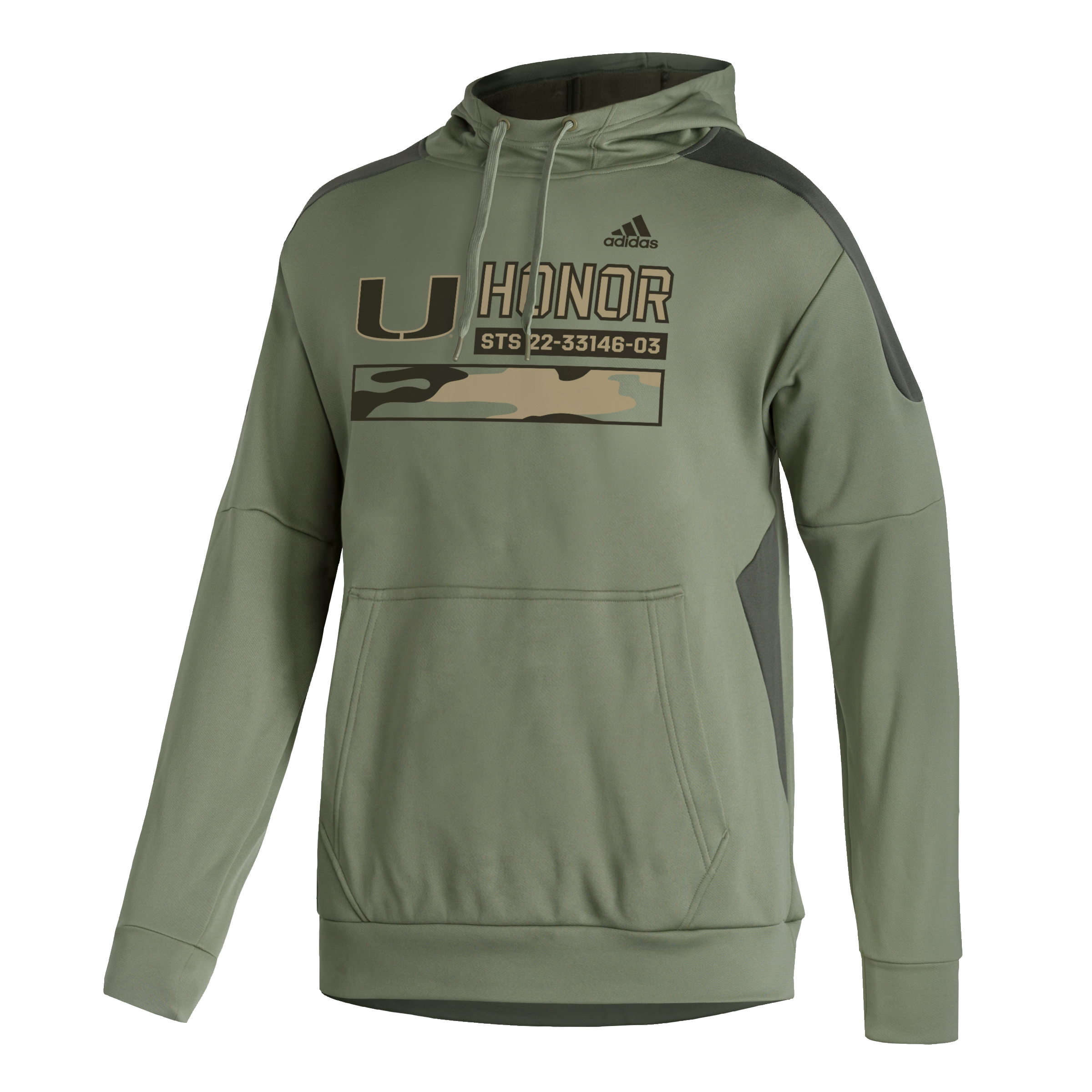 Miami Hurricanes adidas Military Appreciation Hoodie - Olive Green