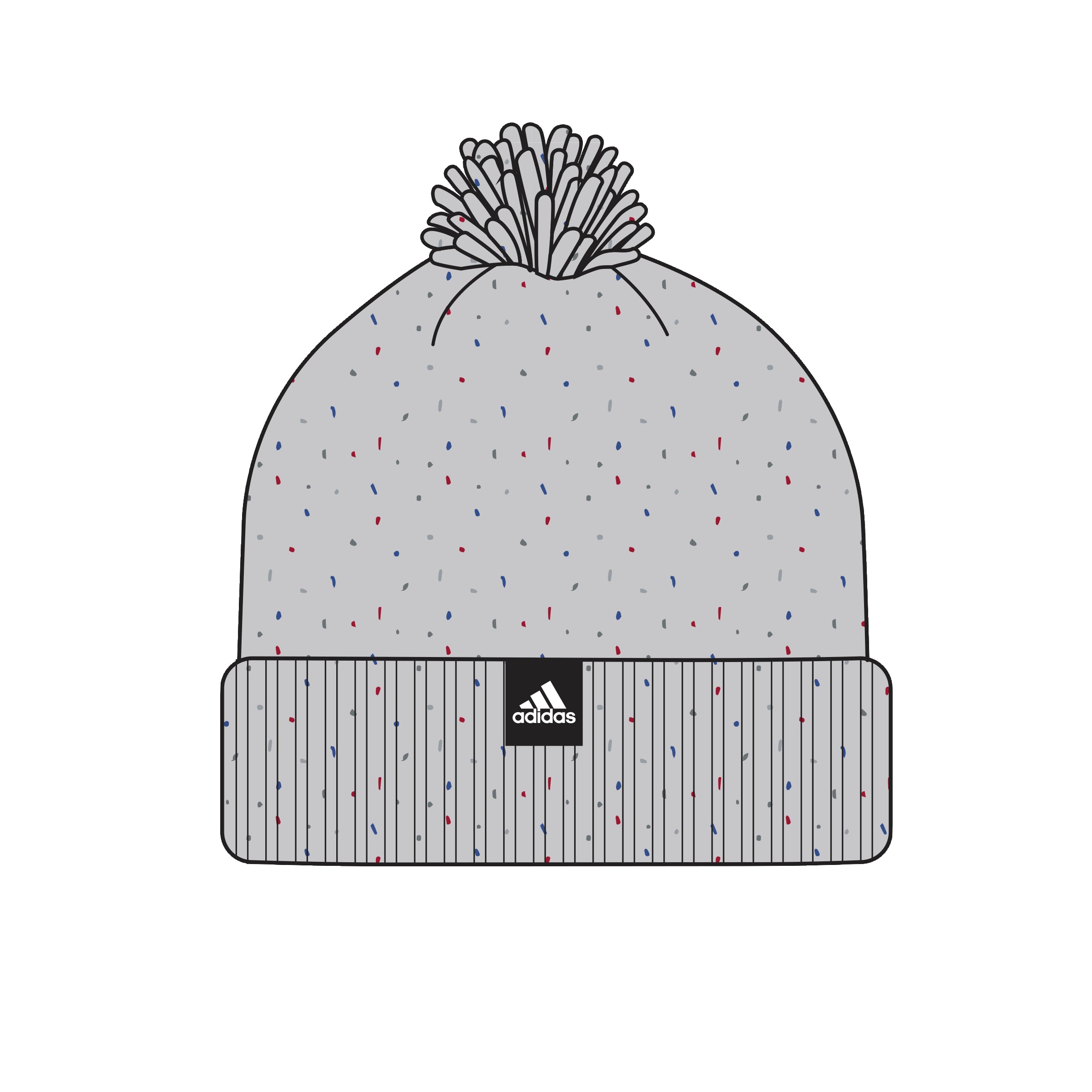 Florida Panthers adidas Cuffed Speckle Pom Pom Beanie - Grey