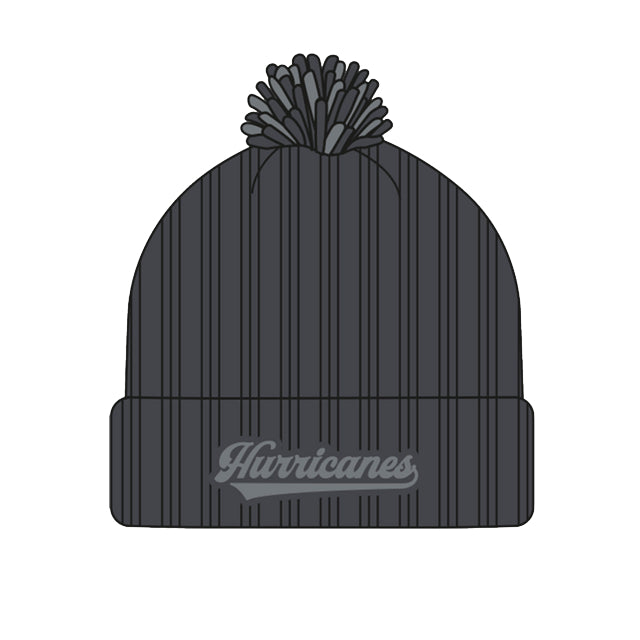 Miami Hurricanes adidas Ribbed Cuffed Pom Beanie - Charcoal