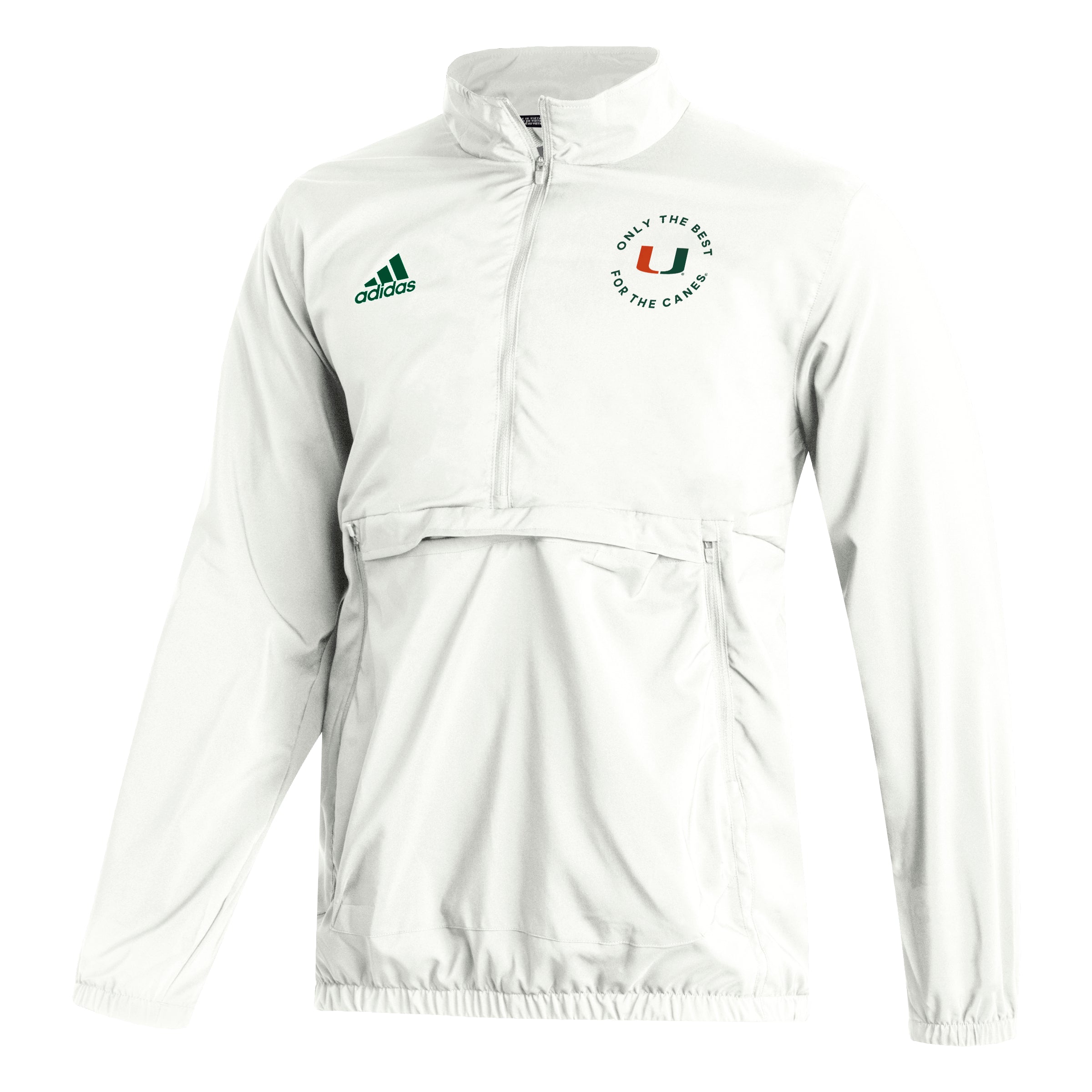Miami Hurricanes adidas Only the Best 1/2 Zip Pullover Jacket - White