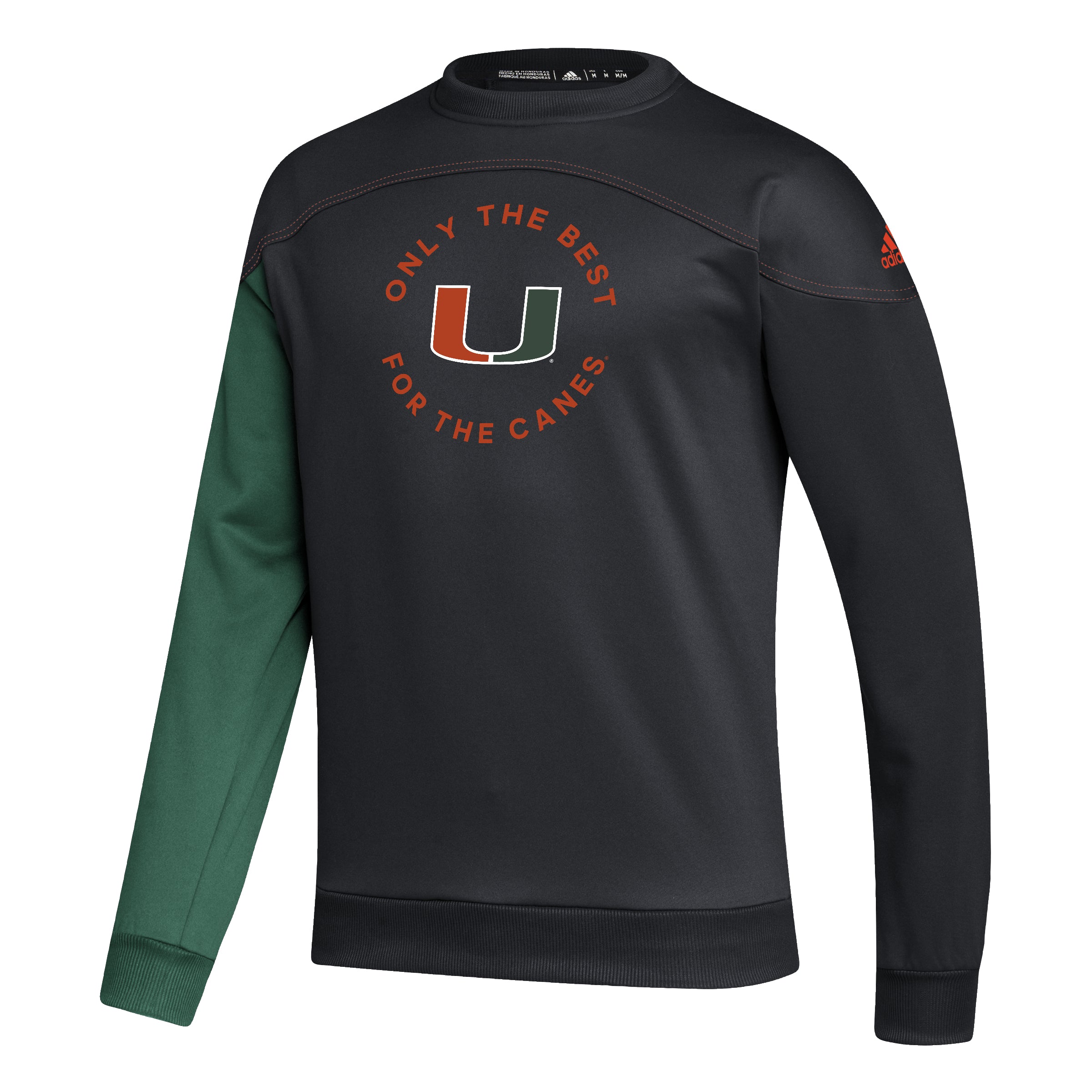Miami Hurricanes adidas Only the Best Contrast Sleeve Sweatshirt - Black