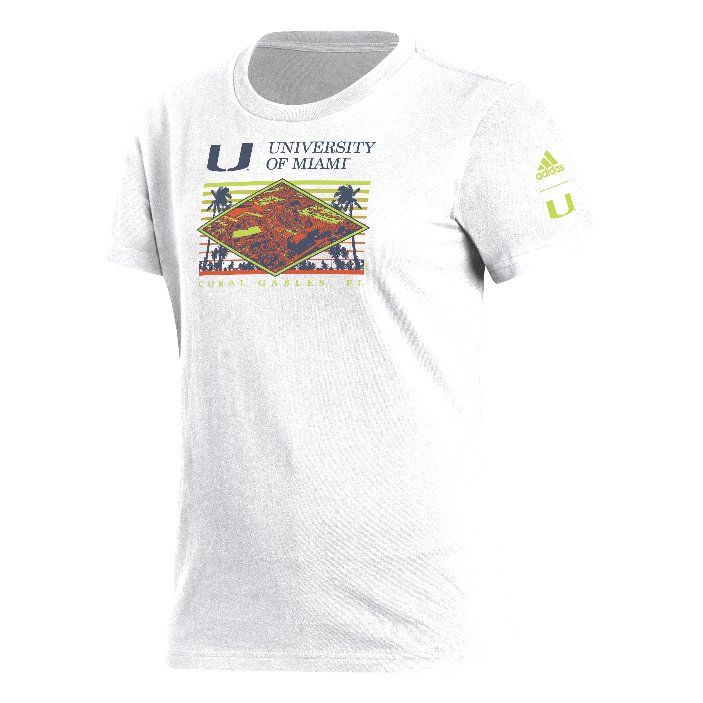 Miami Hurricanes adidas Women's Campus Fashion Fresh T-Shirt - White