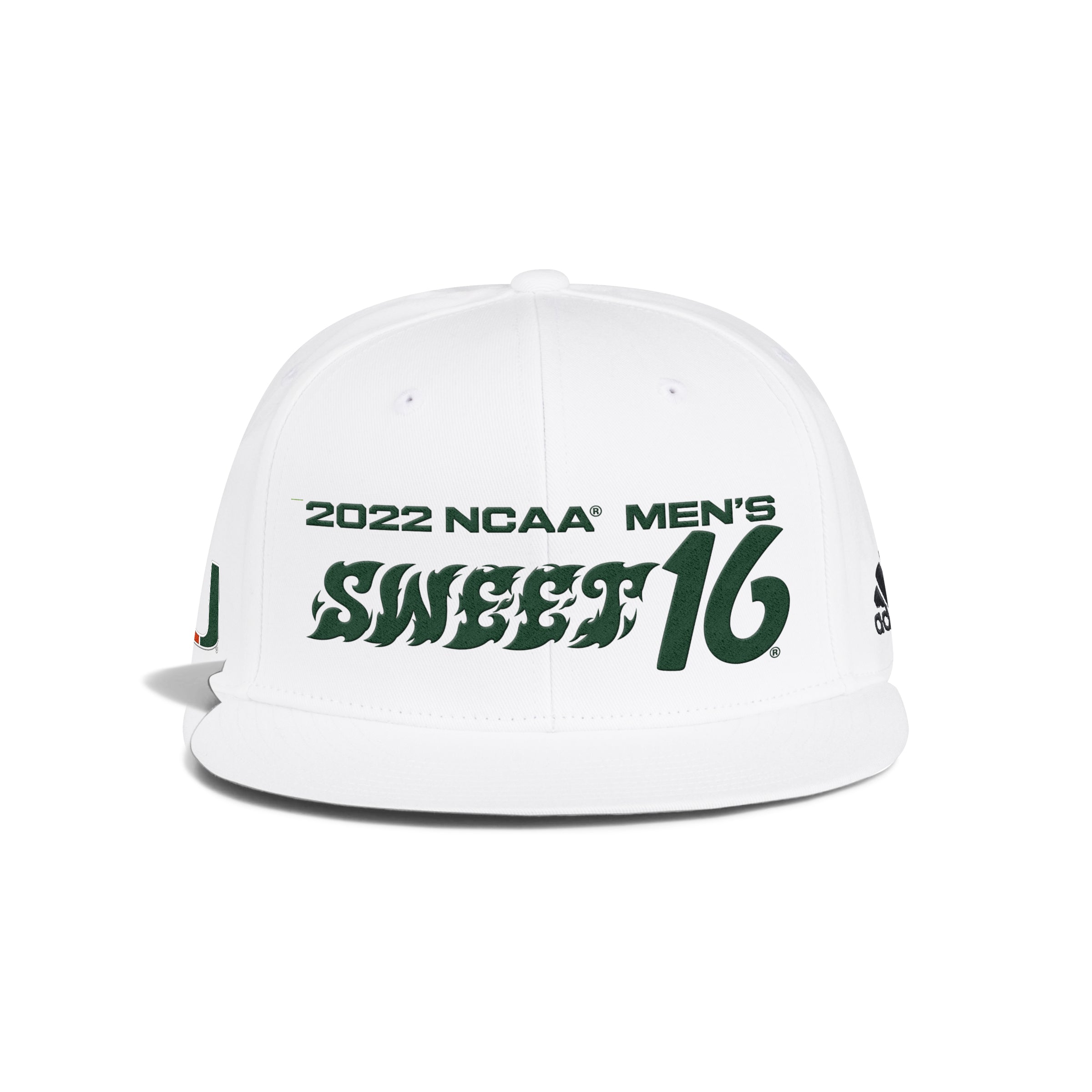 Miami Hurricanes adidas Sweet Sixteen 2022 Flat Brim Snapback Hat - White