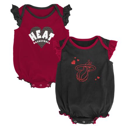 Miami Heat Double Trouble Infant Girls 2 Piece Creeper Set - Red/Black