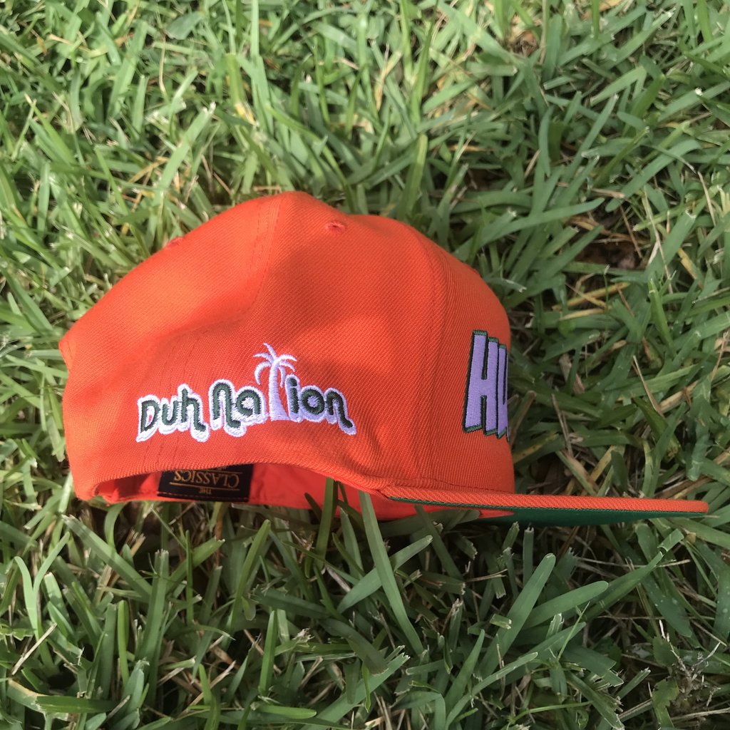 Duh Nation Hungry Hat Flat Brim Snapback - Orange