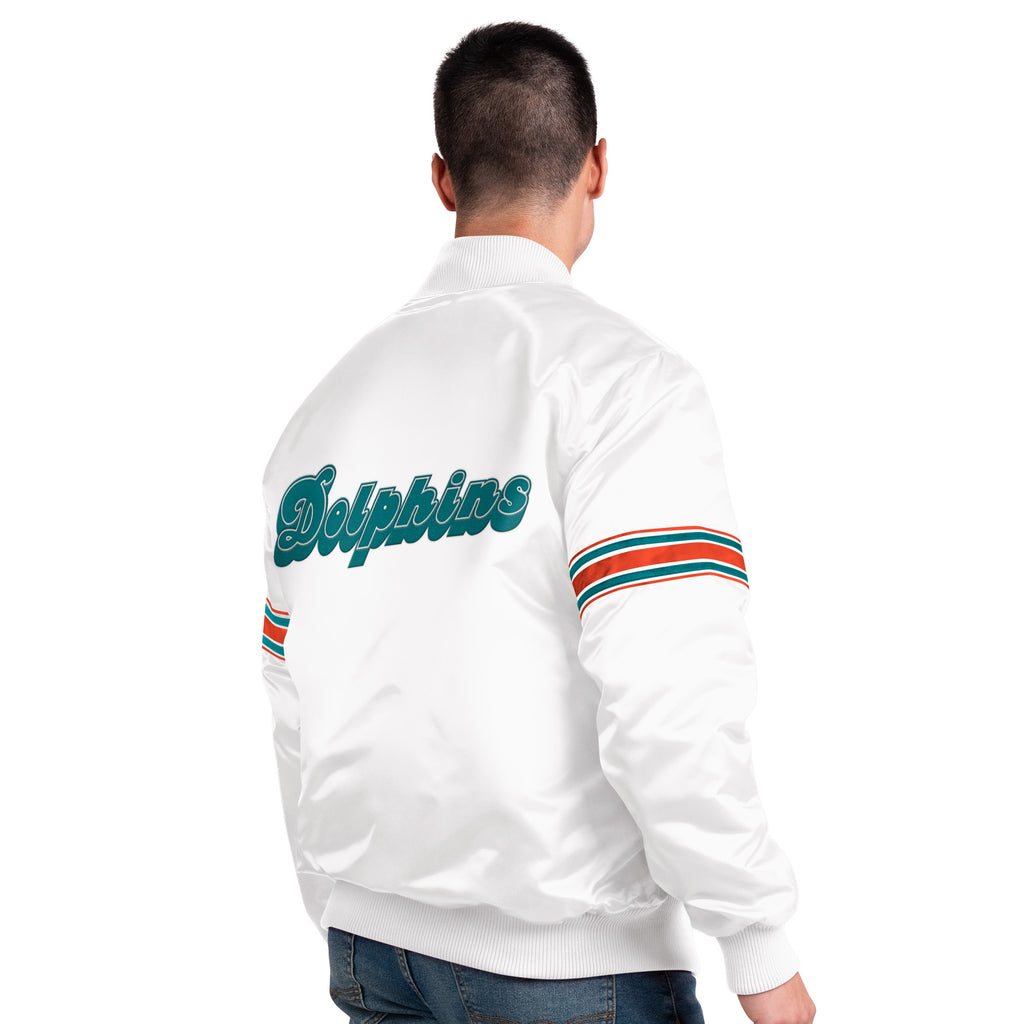 Miami Dolphins Vintage Logo Classic Starter Jacket- White 5XL