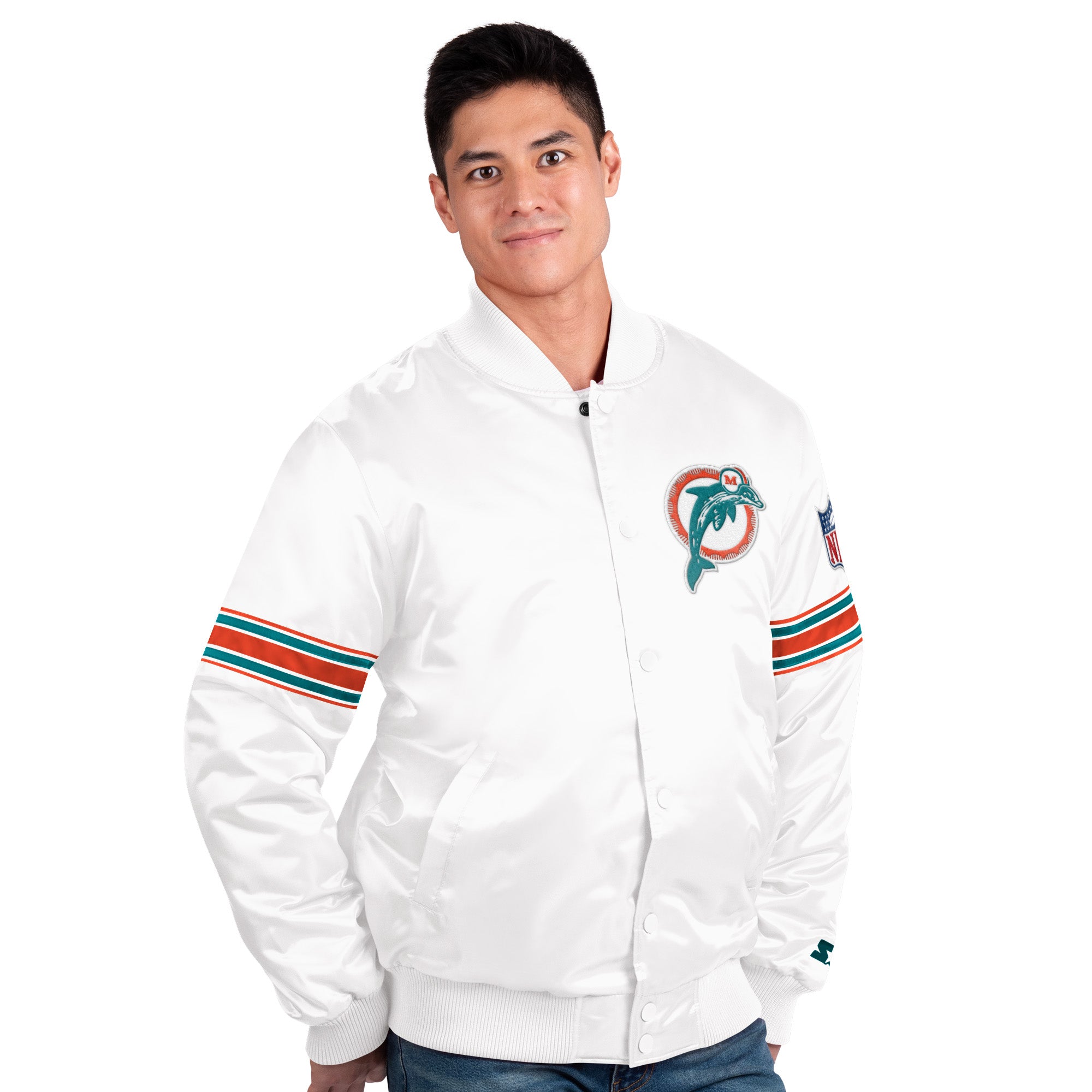 Miami Dolphins Vintage Logo Classic Starter Jacket- White
