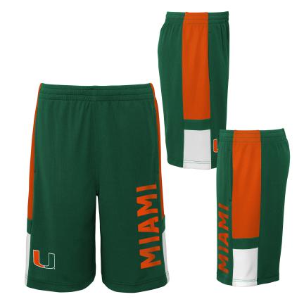 Miami Hurricanes Youth Kids Lateral Mesh Shorts - Green