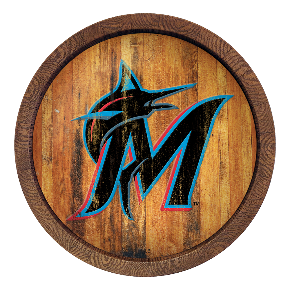 Miami Marlins: Logo - Weathered "Faux" Barrel Top Sign