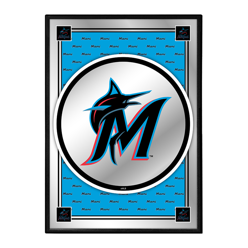 Miami Marlins: Vertical Team Spirit - Framed Mirrored Wall Sign