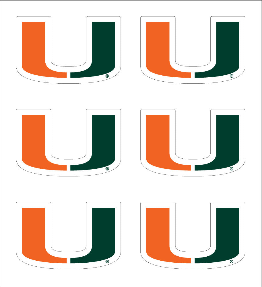 Miami Hurricanes 1” U Logo Decal (6pk) - CanesWear at Miami FanWear Decals & Stickers SDS Design Associates CanesWear at Miami FanWear