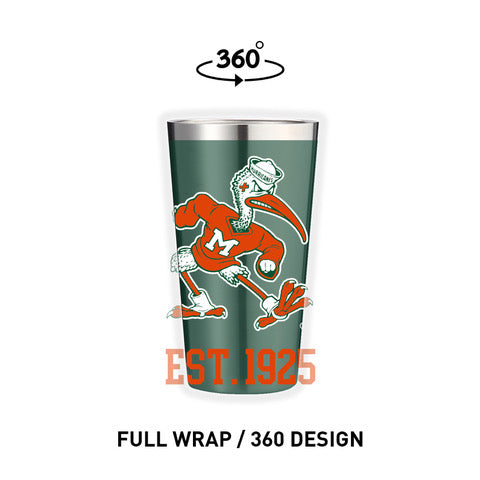Miami Hurricanes Sebastian Vault 16oz Metal Pint Tumbler - Green