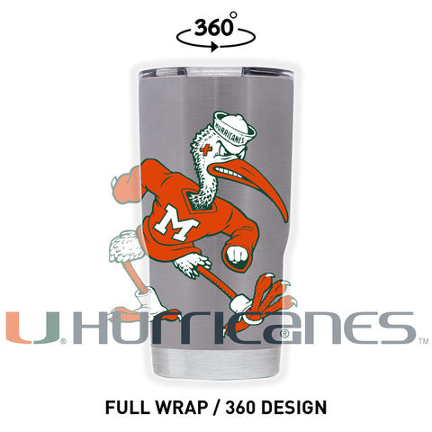 Miami Hurricanes Bold Sebastian 20 oz Tumbler - Silver