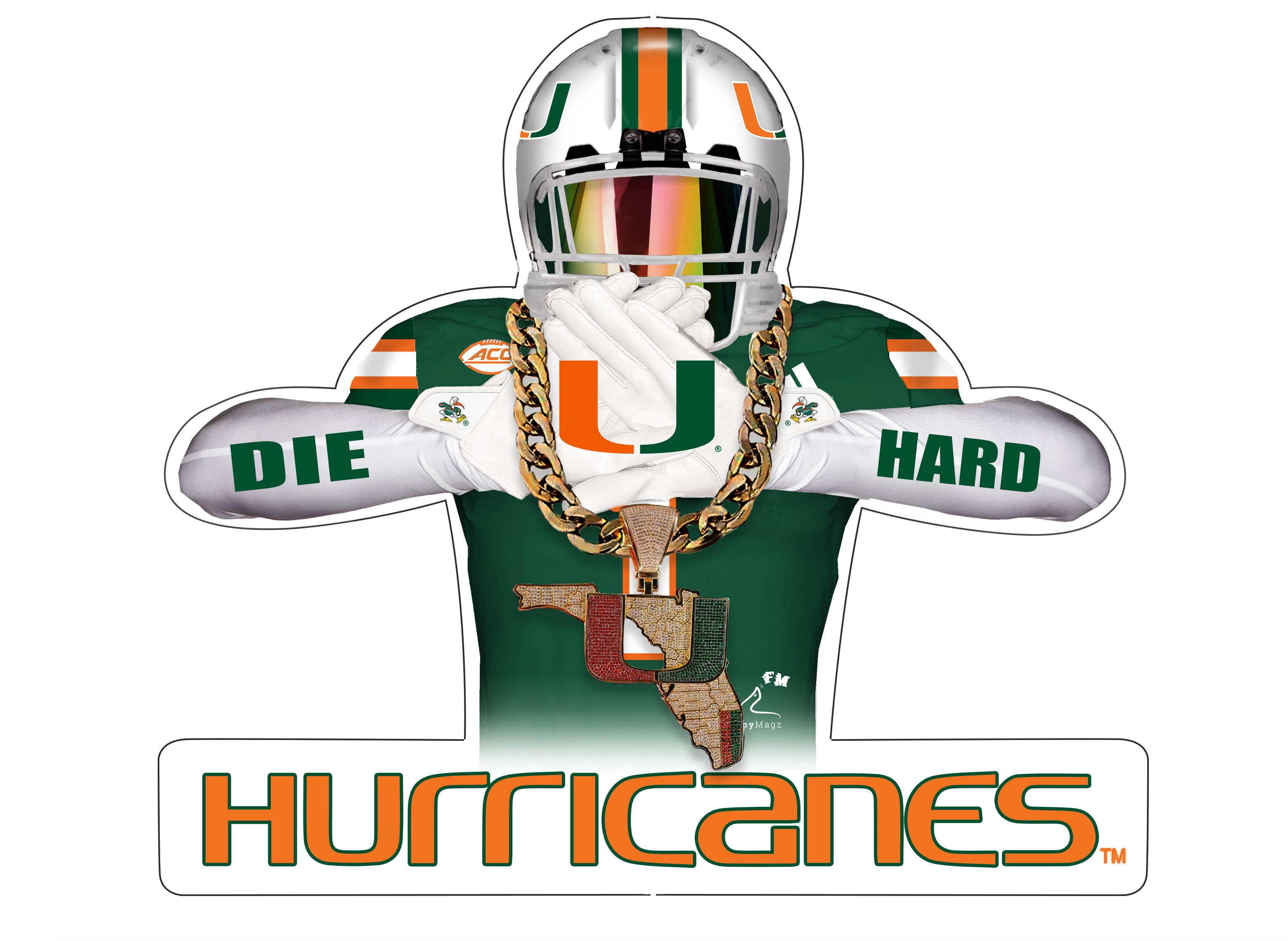 thumbnail image 2 of Miami Hurricanes NCAA Licensed Flexi Key Chain – Home State Design 2 of 6